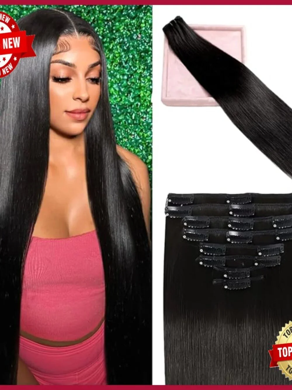 Real Human Hair Clip-In Extensions 8pc Double Weft 22in 110g